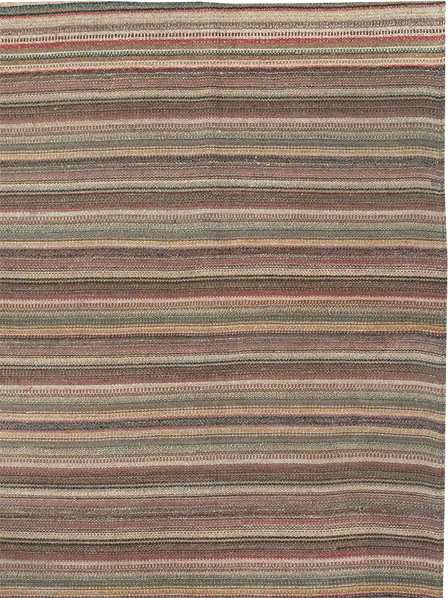 Vintage Persian Flatweave Kilim Room Size Carpet, No.32430 - Gss