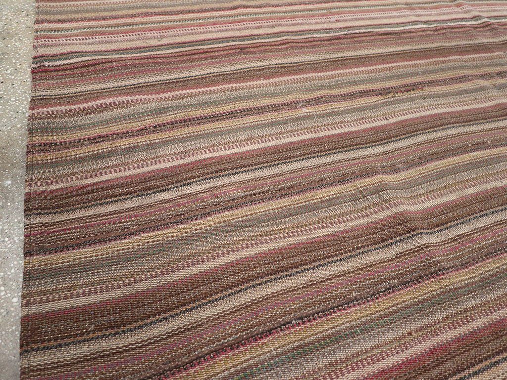 Vintage Persian Flatweave Kilim Room Size Carpet, No.32430 - Gss