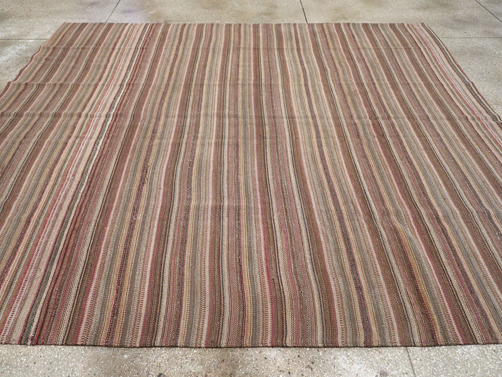 Vintage Persian Flatweave Kilim Room Size Carpet, No.32430 - Gss