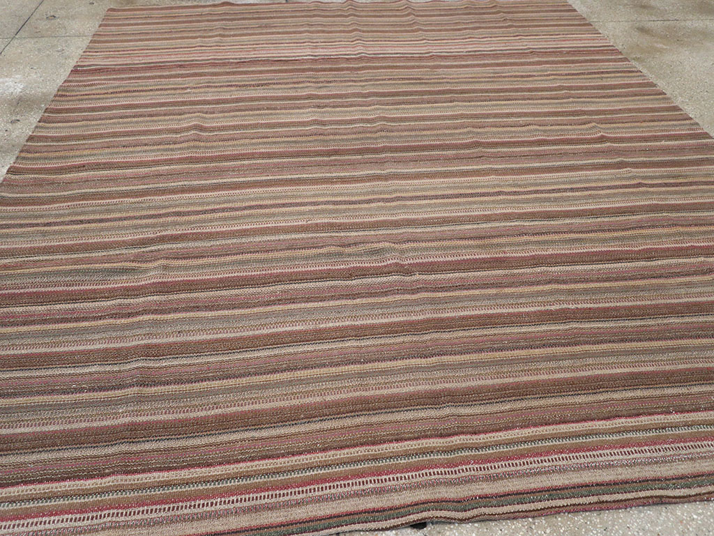 Vintage Persian Flatweave Kilim Room Size Carpet, No.32430 - Gss