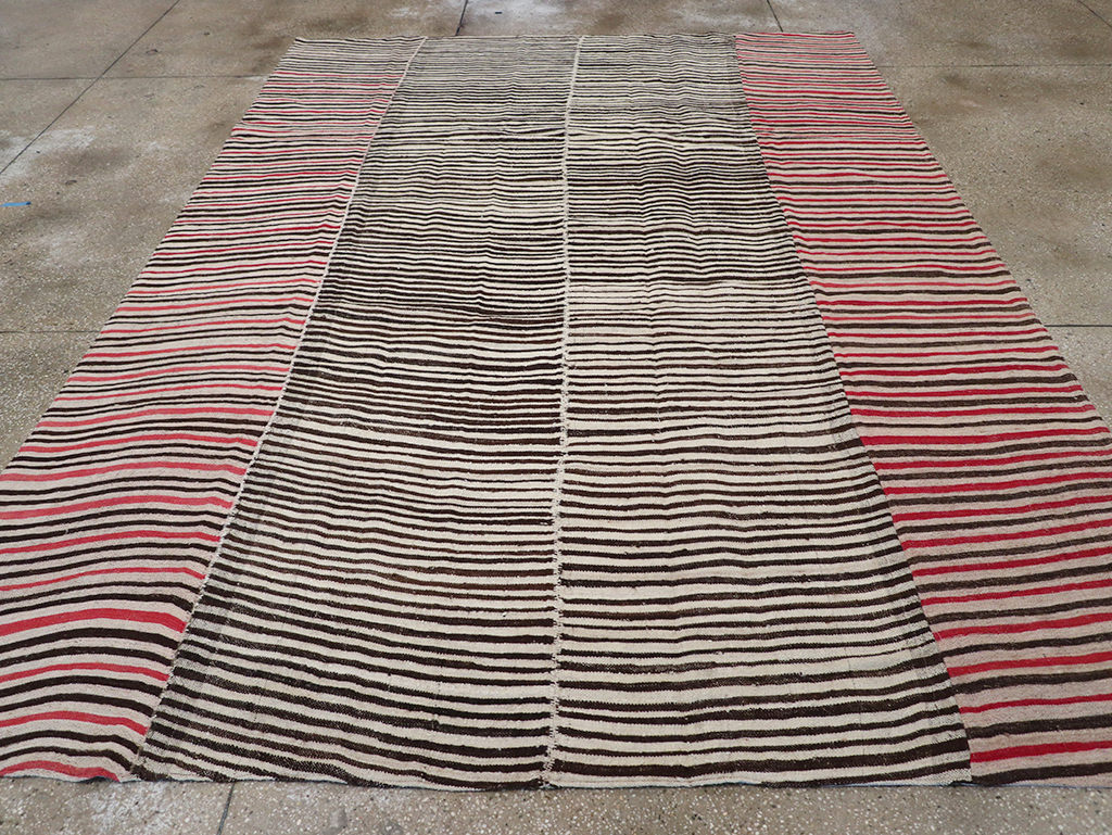 Vintage Persian Flatweave Kilim Room Size Carpet, No.32434 - Gss