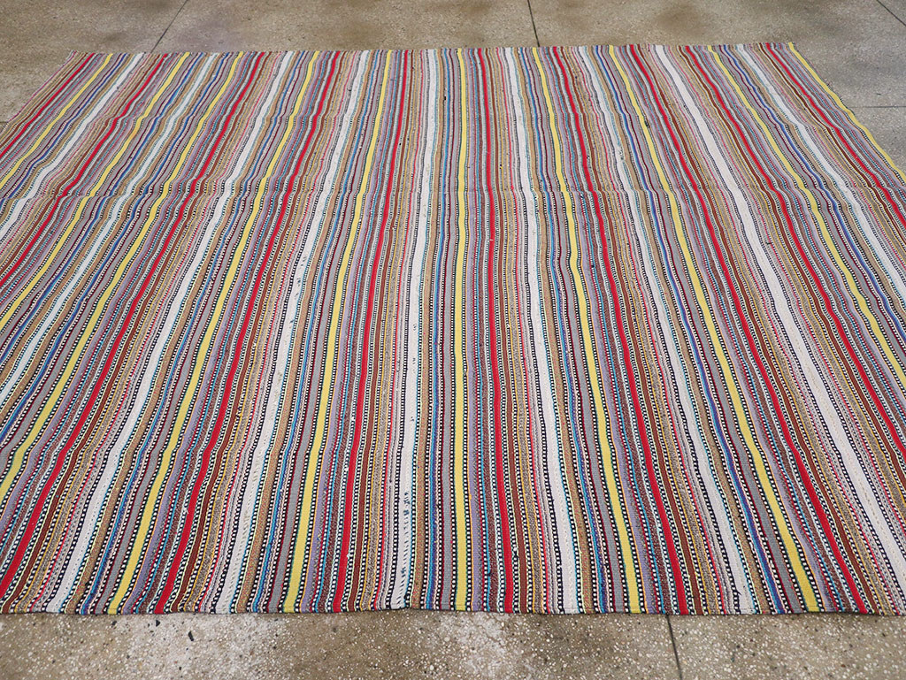 Vintage Persian Flatweave Kilim Small Room Size Carpet, No.32441 - Gss