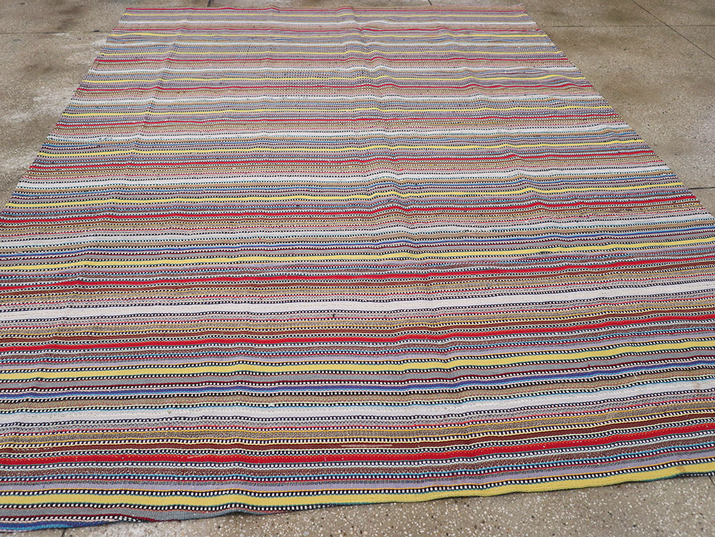 Vintage Persian Flatweave Kilim Small Room Size Carpet, No.32441 - Gss