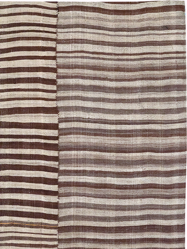 Vintage Persian Flatweave Kilim Room Size Carpet, No.32442 - Gss