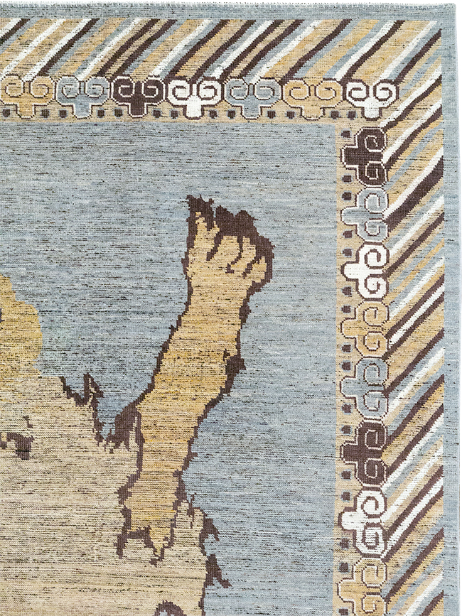 Modern East Turkestan Khotan Pictorial Room Size Carpet, No.32475 - Gss