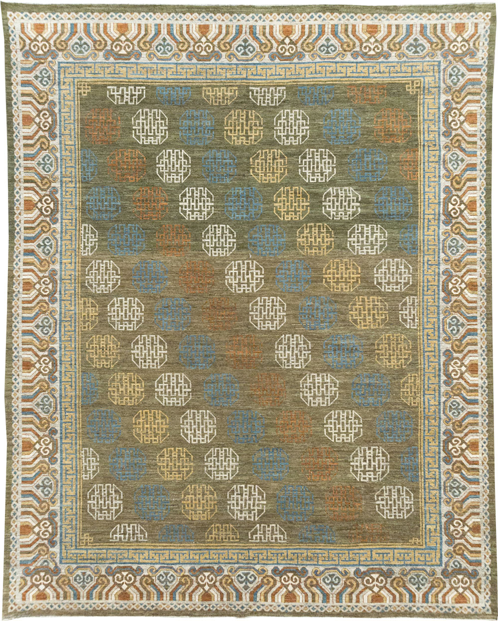 Modern East Turkestan Khotan Room Size Carpet, No.32476 - Gss