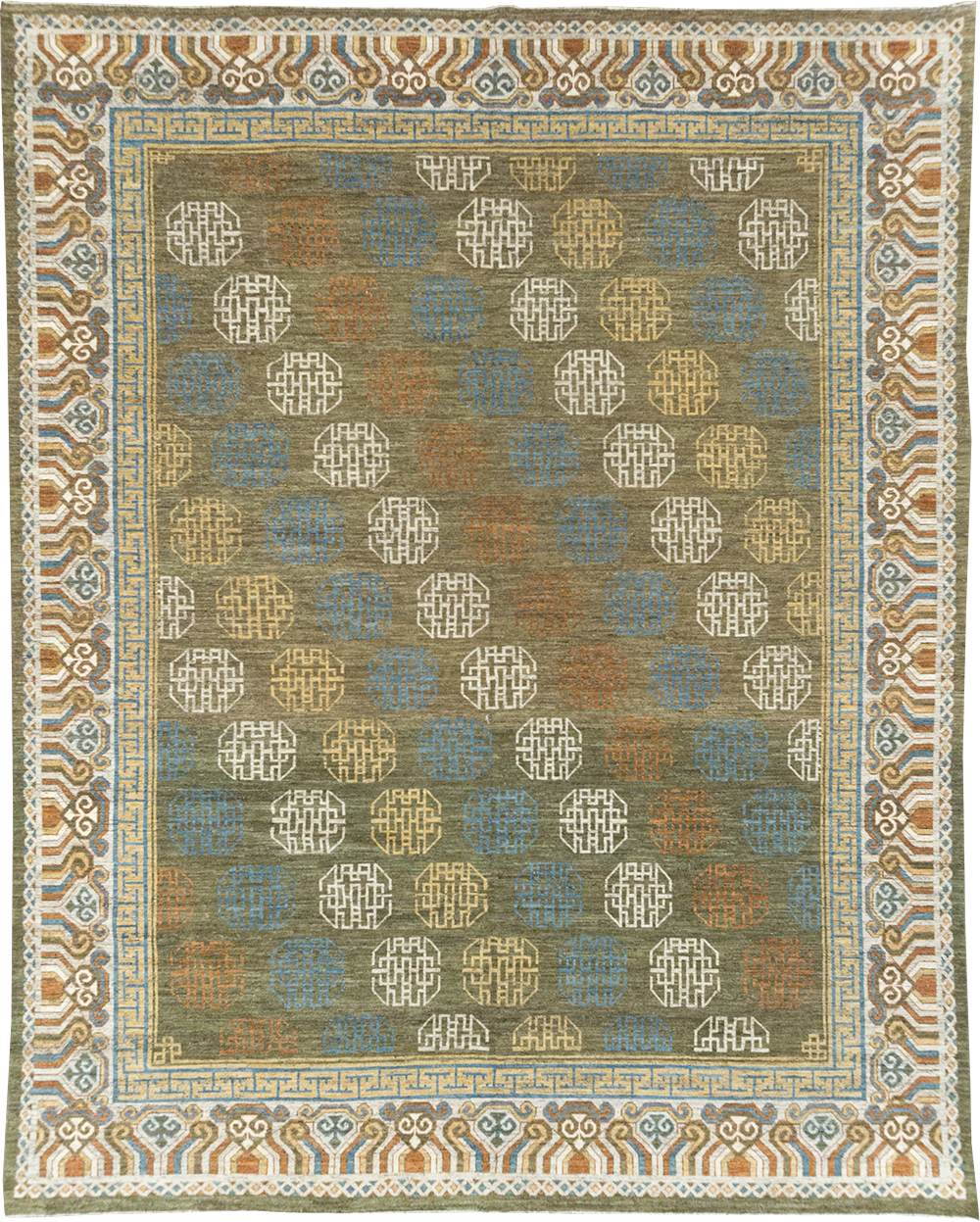 Modern East Turkestan Khotan Room Size Carpet, No.32476 - Gss