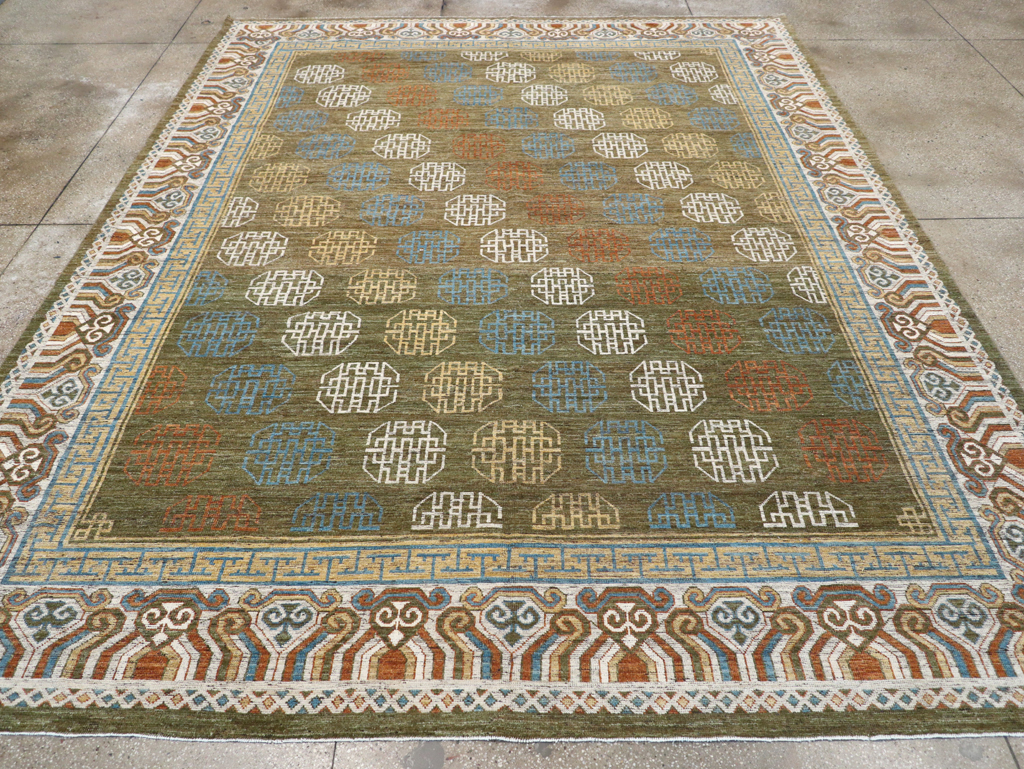 Modern East Turkestan Khotan Room Size Carpet, No.32476 - Gss