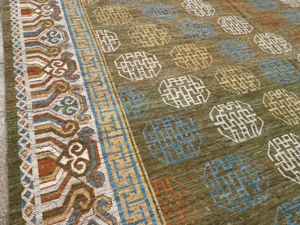 Modern East Turkestan Khotan Room Size Carpet, No.32476 - Gss