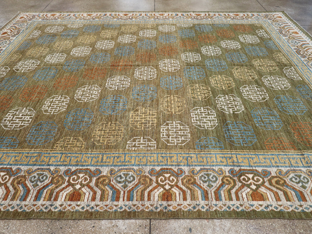 Modern East Turkestan Khotan Room Size Carpet, No.32476 - Gss