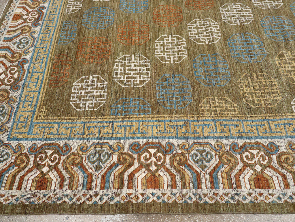 Modern East Turkestan Khotan Room Size Carpet, No.32476 - Gss