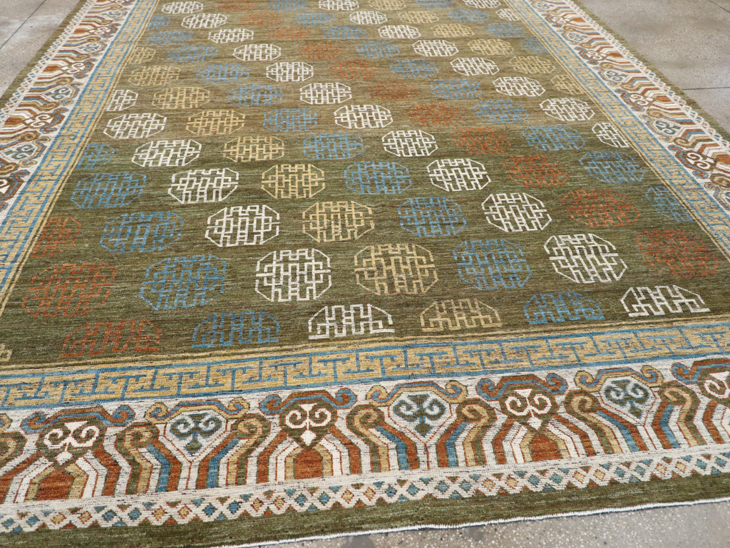 Modern East Turkestan Khotan Room Size Carpet, No.32476 - Gss