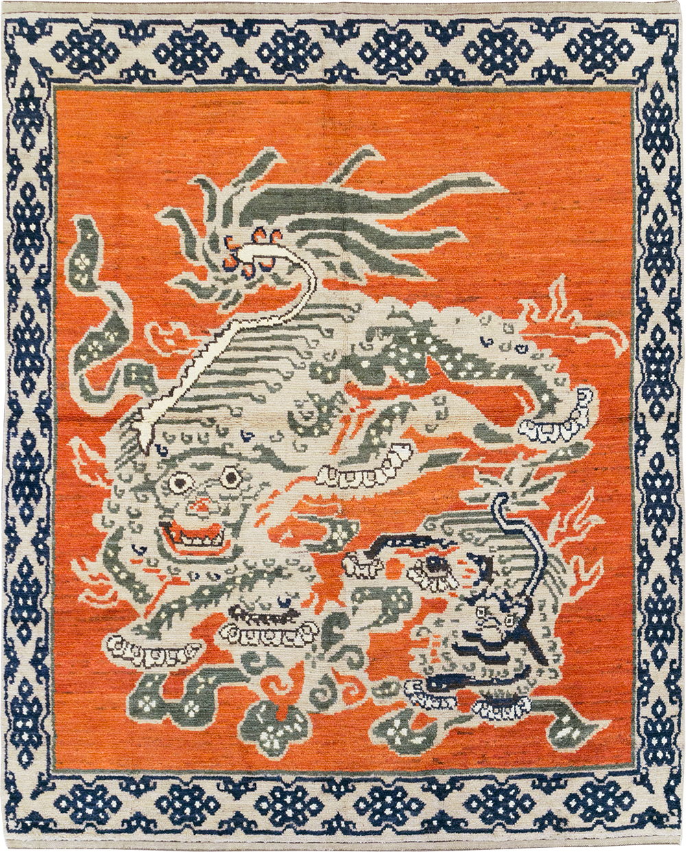 Modern East Turkestan Dragon Khotan Pictorial Small Room Size Carpet, No.32477 - Gss
