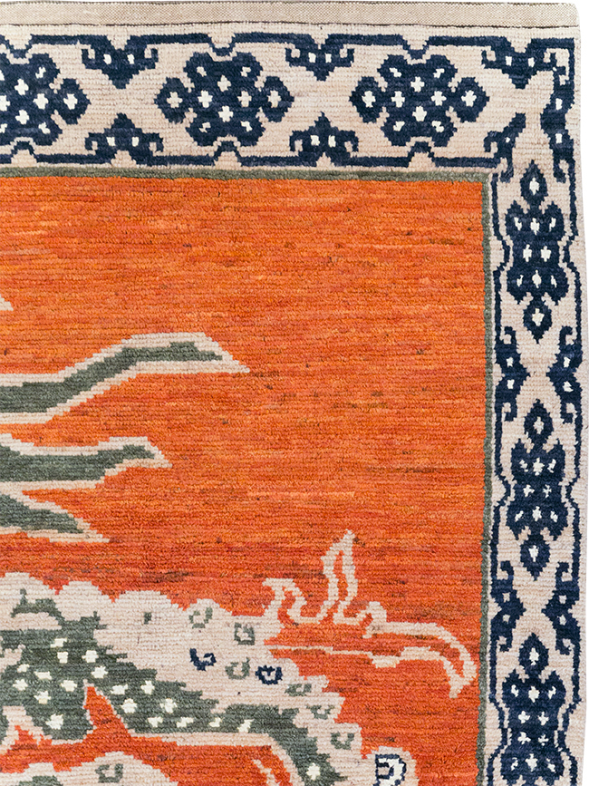 Modern East Turkestan Dragon Khotan Pictorial Small Room Size Carpet, No.32477 - Gss