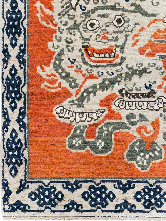 Modern East Turkestan Dragon Khotan Pictorial Small Room Size Carpet, No.32477 - Gss