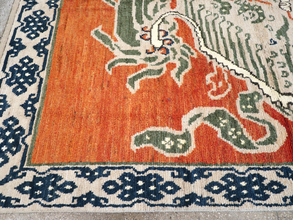 Modern East Turkestan Dragon Khotan Pictorial Small Room Size Carpet, No.32477 - Gss
