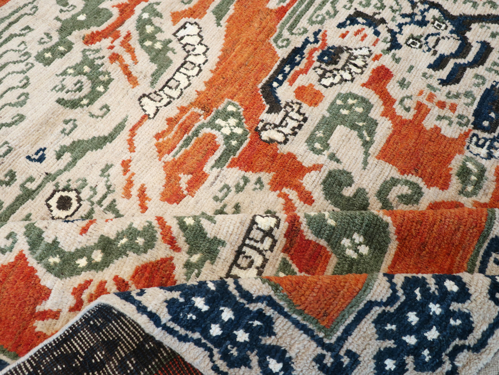 Modern East Turkestan Pictorial Khotan Small Room Size Carpet, No.32477 - Gss