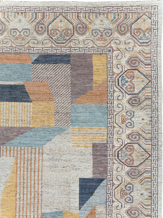 Modern East Turkestan Khotan Room Size Carpet, No.32480 - Gss