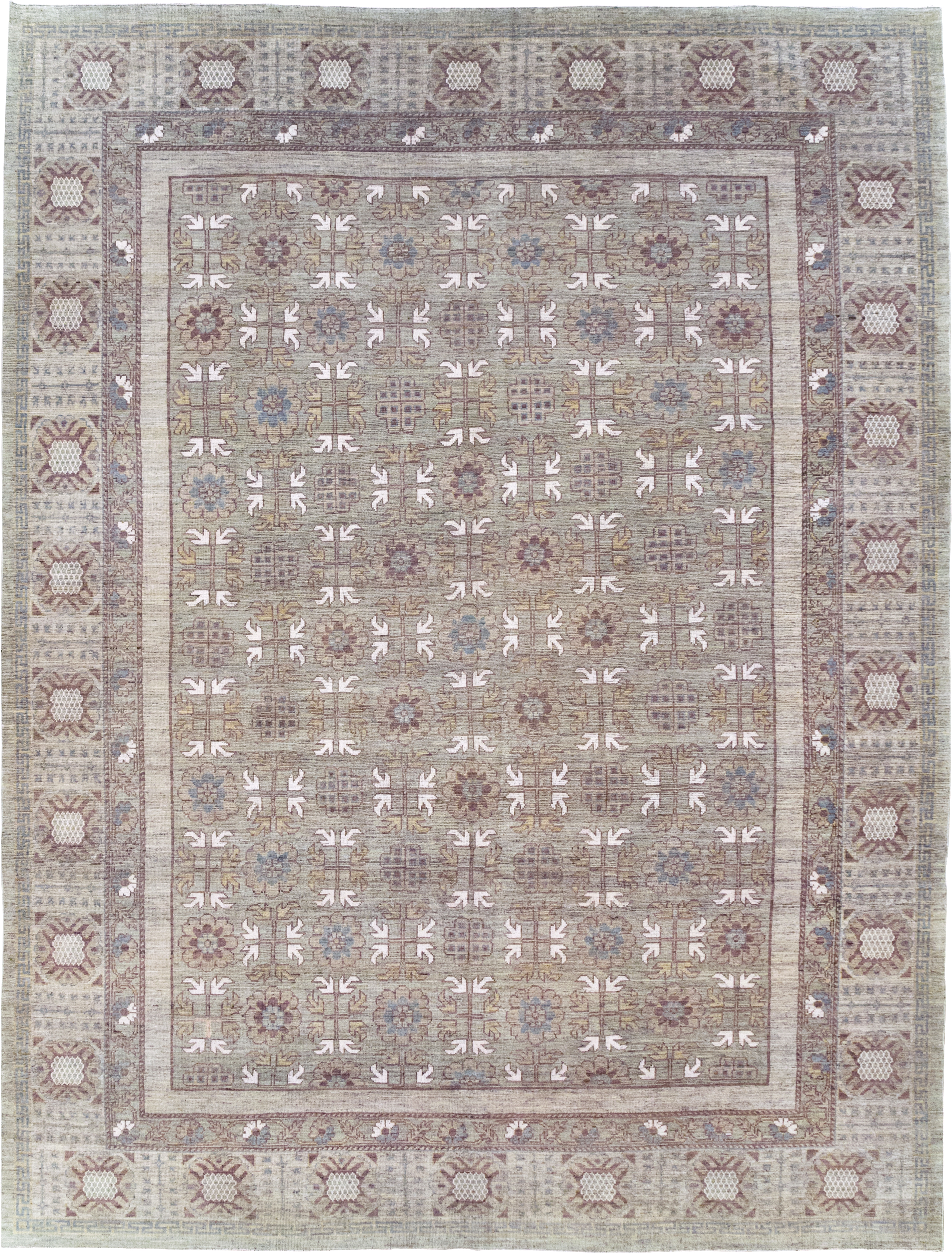 Modern East Turkestan Khotan Room Size Carpet, No.32483 - Gss