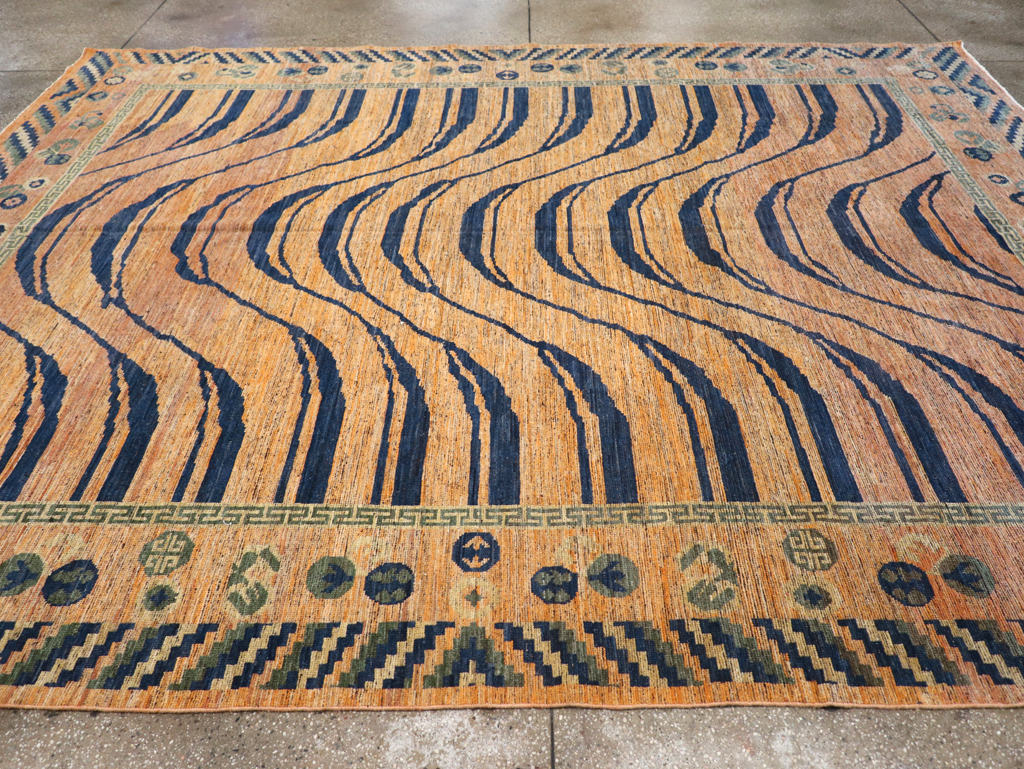 Modern East Turkestan Khotan Room Size Carpet, No.32484 - Gss