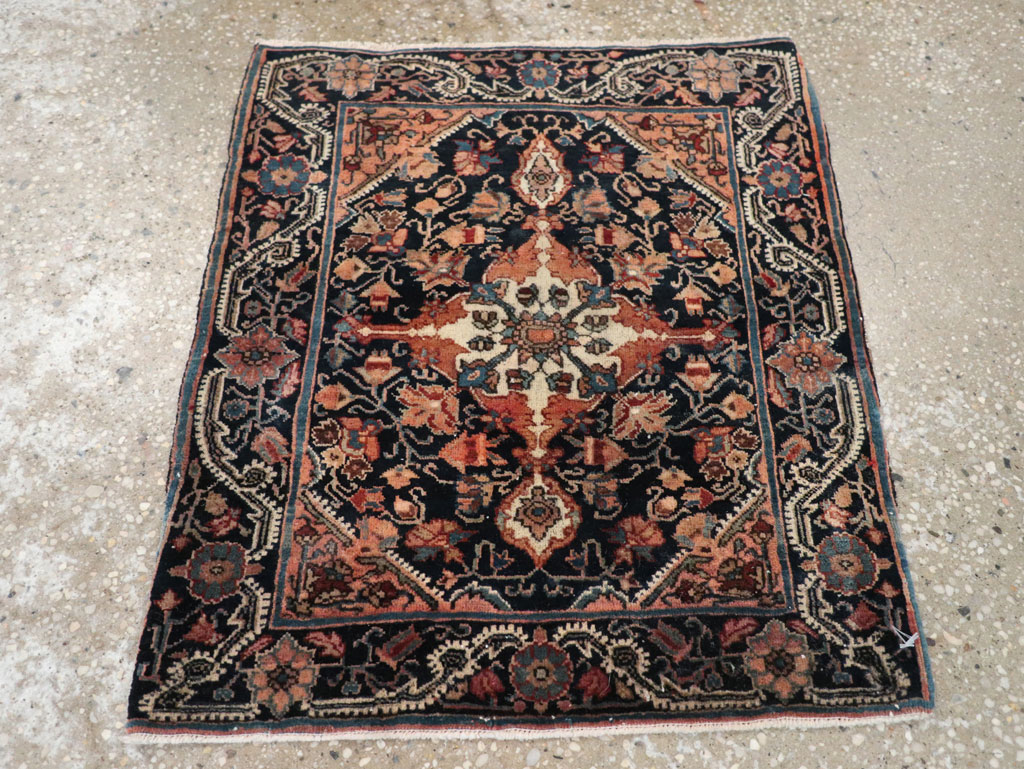 Antique Persian Sarouk Throw Rug, No.32486 - Gss