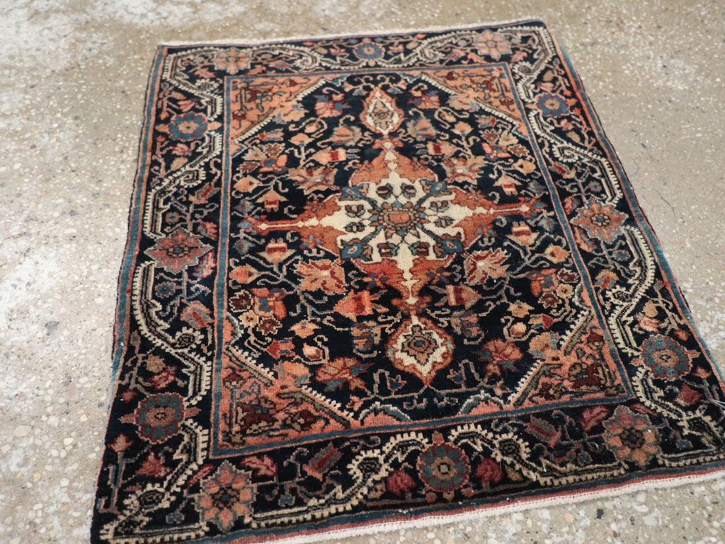 Antique Persian Sarouk Throw Rug, No.32486 - Gss