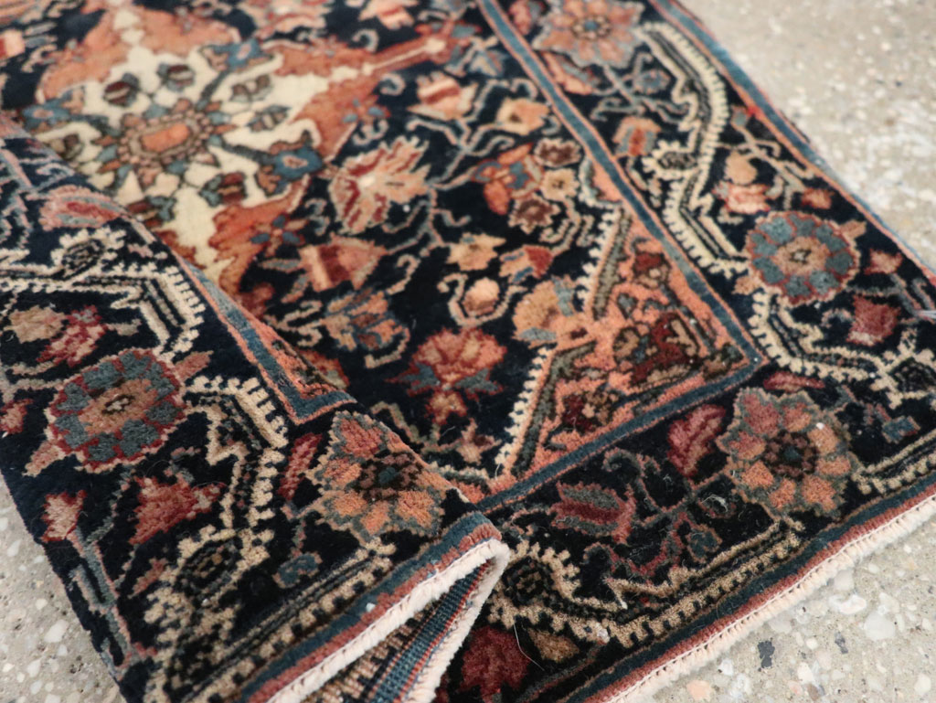 Antique Persian Sarouk Throw Rug, No.32486 - Gss