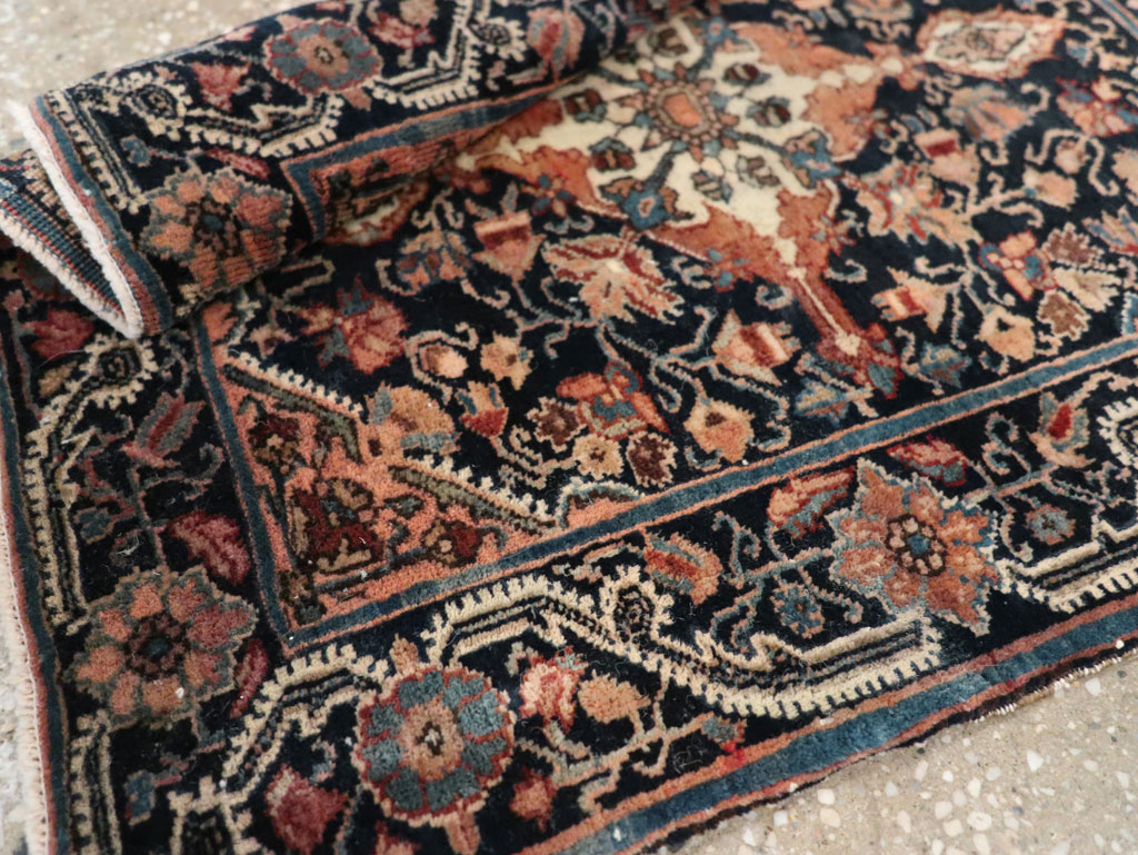 Antique Persian Sarouk Throw Rug, No.32486 - Gss