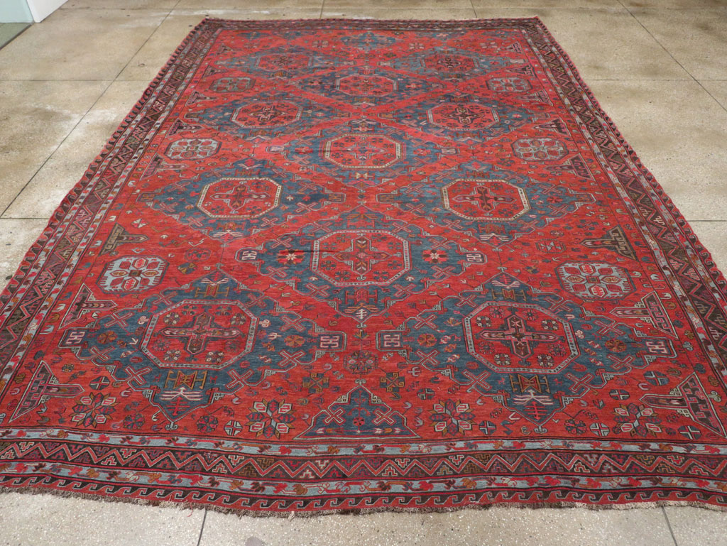 Antique Central Asian Soumak Room Size Carpet, No.32489 - Gss