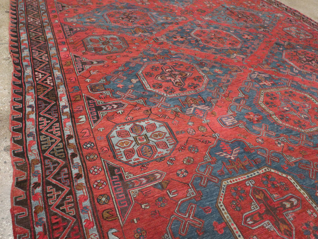 Antique Central Asian Soumak Room Size Carpet, No.32489 - Gss