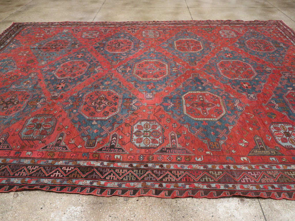 Antique Central Asian Soumak Room Size Carpet, No.32489 - Gss