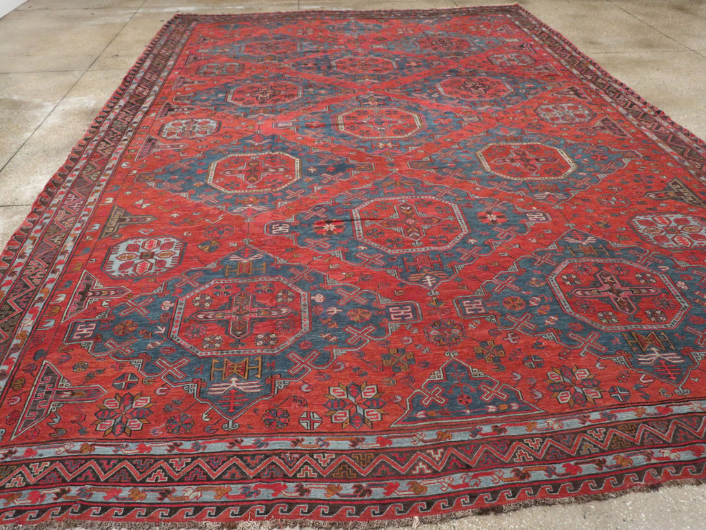 Antique Central Asian Soumak Room Size Carpet, No.32489 - Gss
