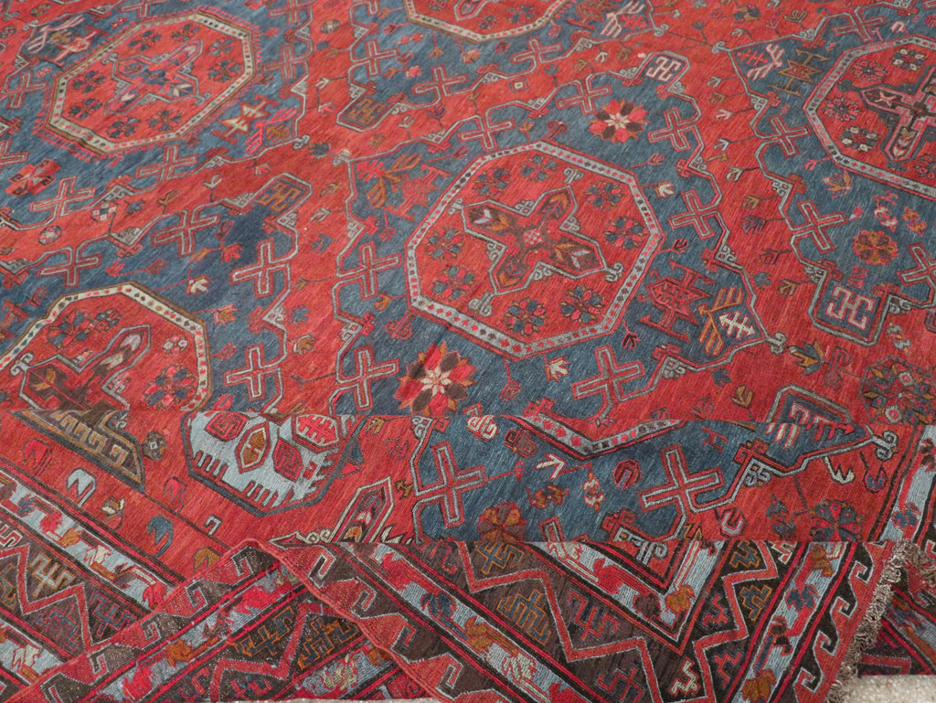 Antique Central Asian Soumak Room Size Carpet, No.32489 - Gss