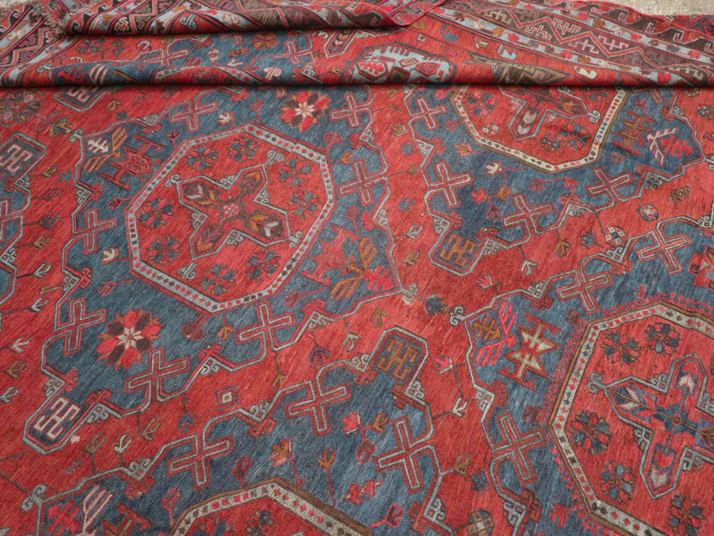Antique Central Asian Soumak Room Size Carpet, No.32489 - Gss