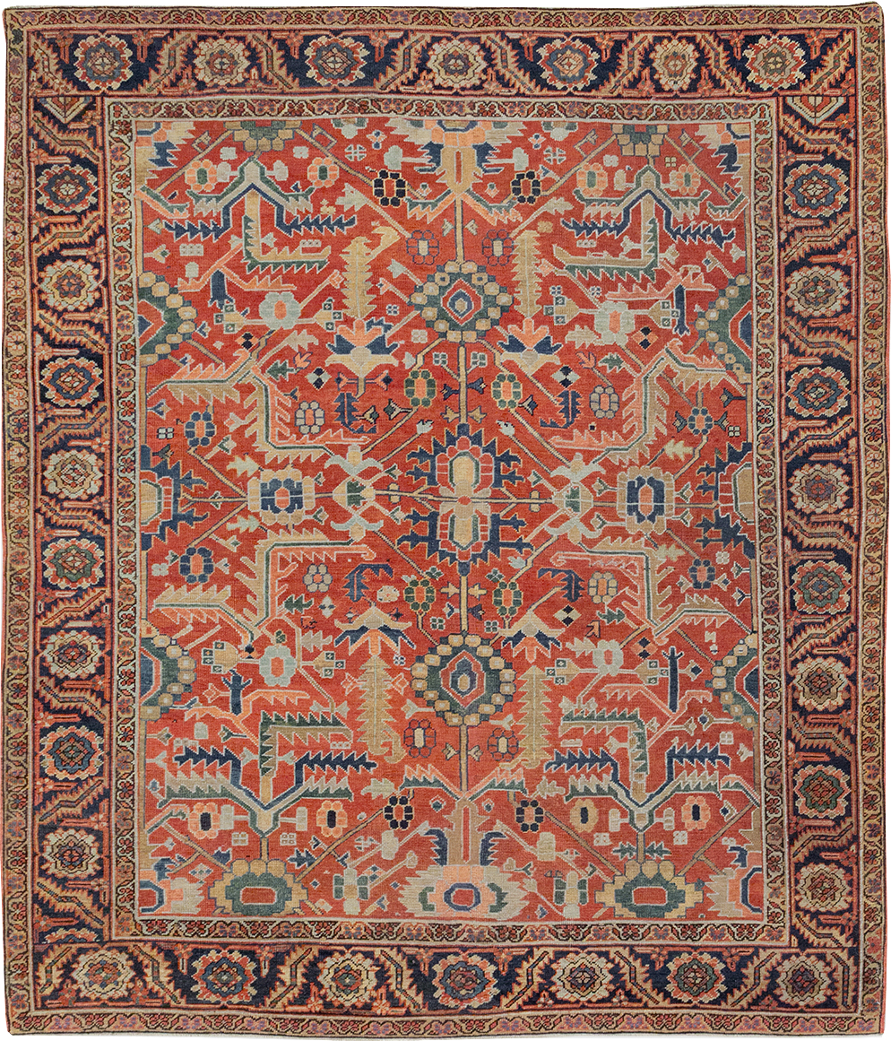 Antique Persian Heriz Room Size Carpet, No.32491 - Gss