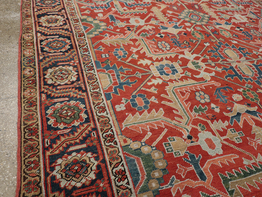 Antique Persian Heriz Room Size Carpet, No.32491 - Gss