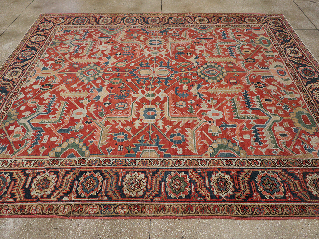 Antique Persian Heriz Room Size Carpet, No.32491 - Gss
