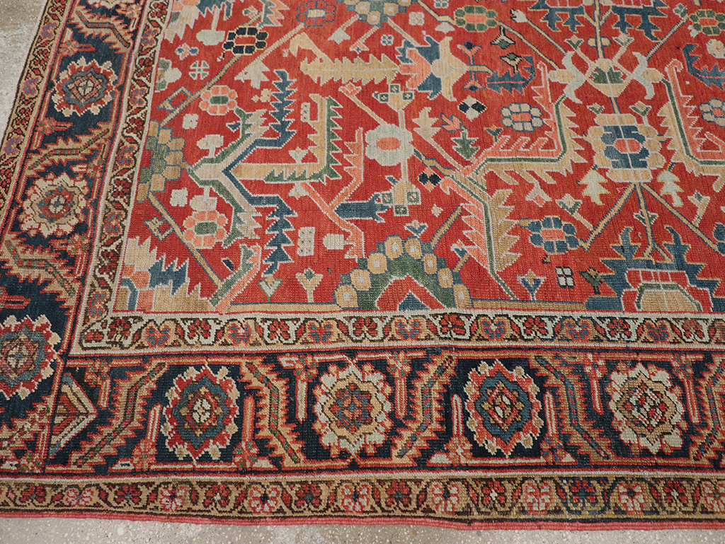 Antique Persian Heriz Room Size Carpet, No.32491 - Gss