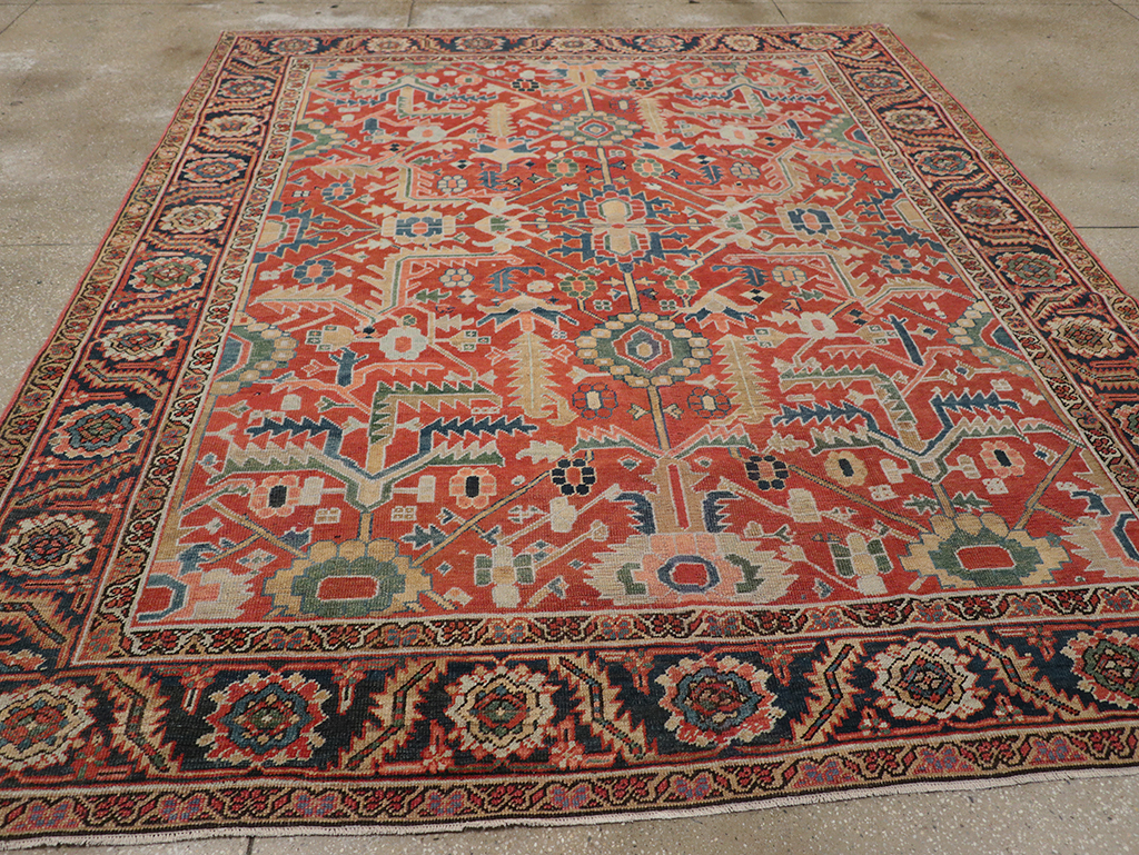 Antique Persian Heriz Room Size Carpet, No.32491 - Gss