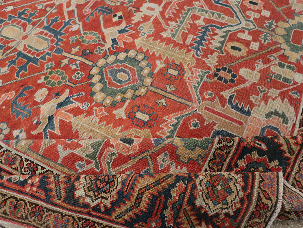 Antique Persian Heriz Room Size Carpet, No.32491 - Gss