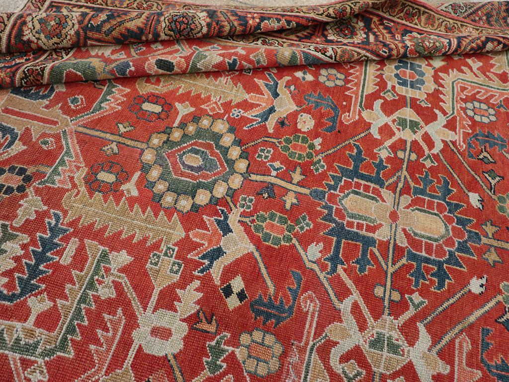 Antique Persian Heriz Room Size Carpet, No.32491 - Gss