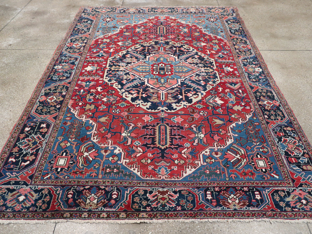 Antique Persian Heriz Small Room Size Carpet, No.32497 - Gss