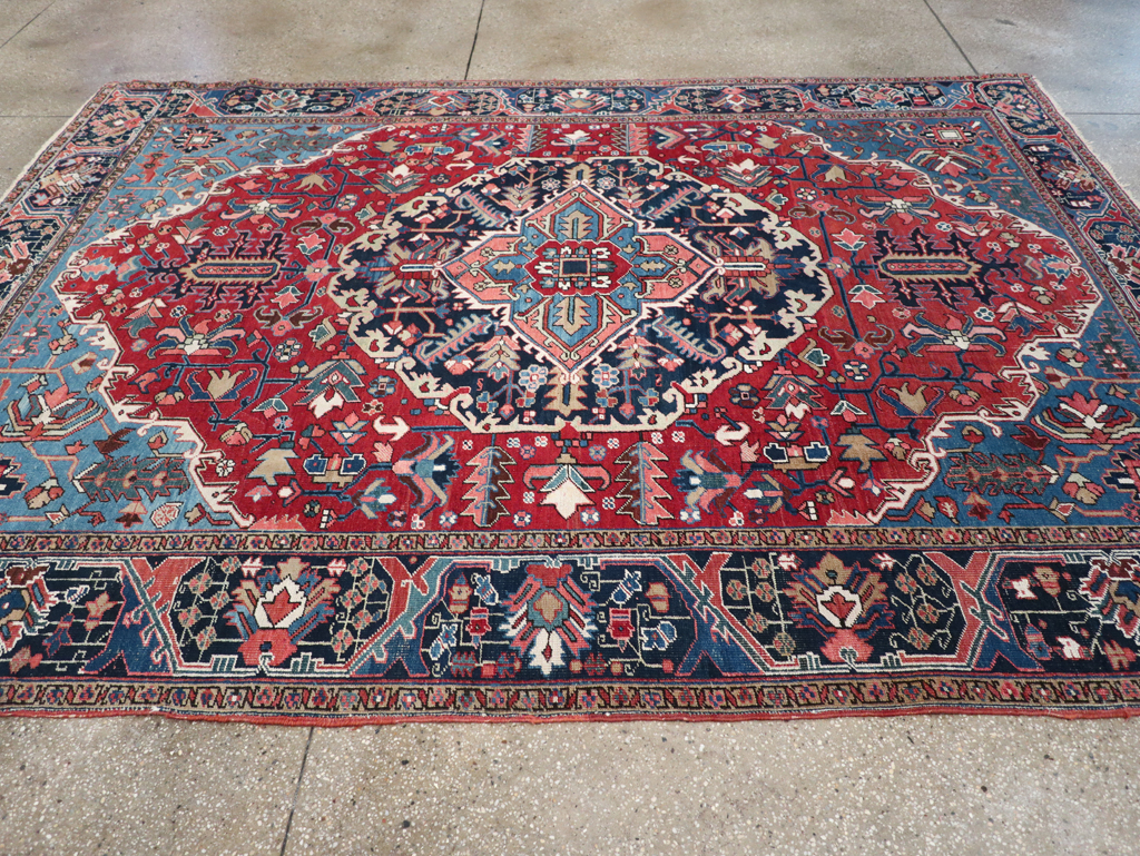 Antique Persian Heriz Small Room Size Carpet, No.32497 - Gss