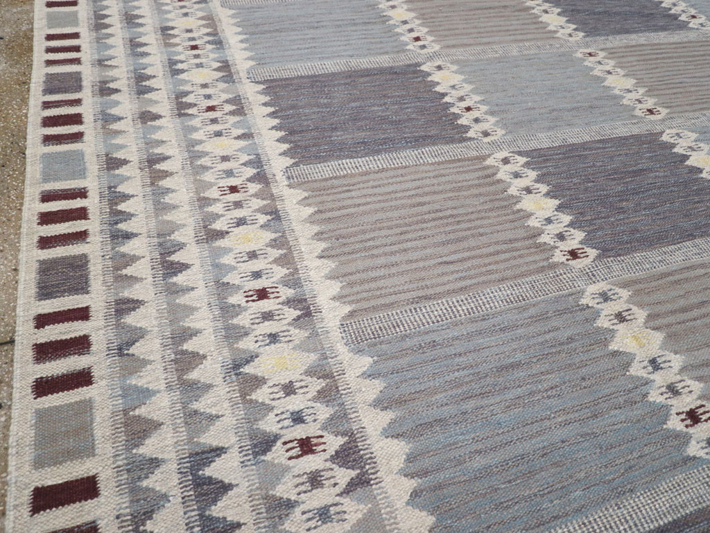 Swedish Inspired Contemporary Turkish Flatweave Room Size Carpet, No.32506 - Gss