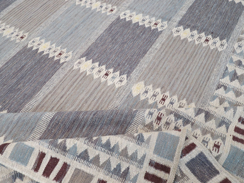 Swedish Inspired Contemporary Turkish Flatweave Room Size Carpet, No.32506 - Gss