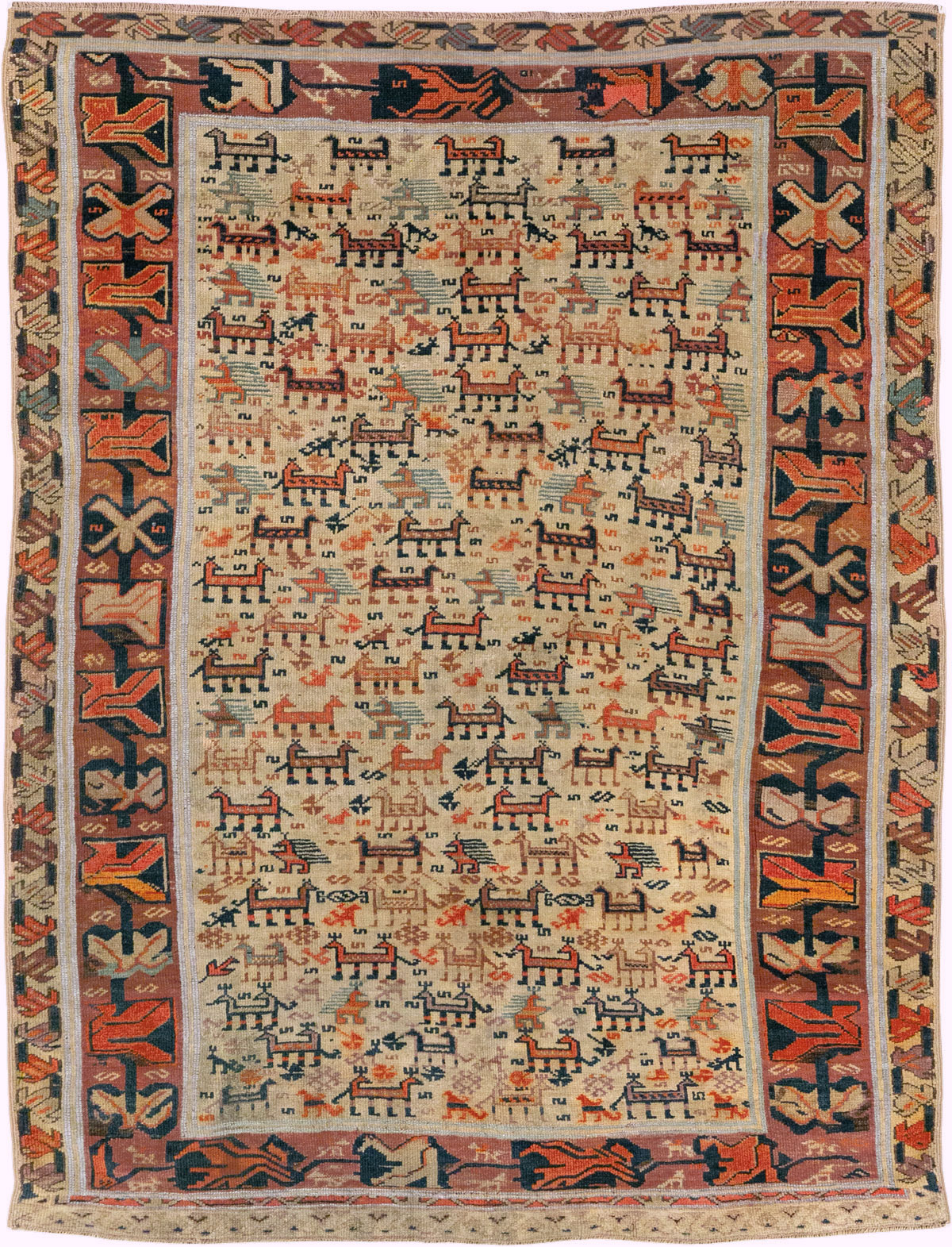 Antique Caucasian Shirvan Accent Rug, No.32512 - Gss
