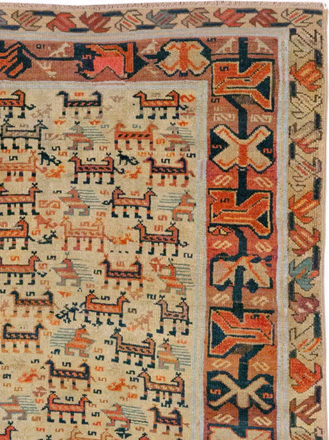 Antique Caucasian Shirvan Accent Rug, No.32512 - Gss