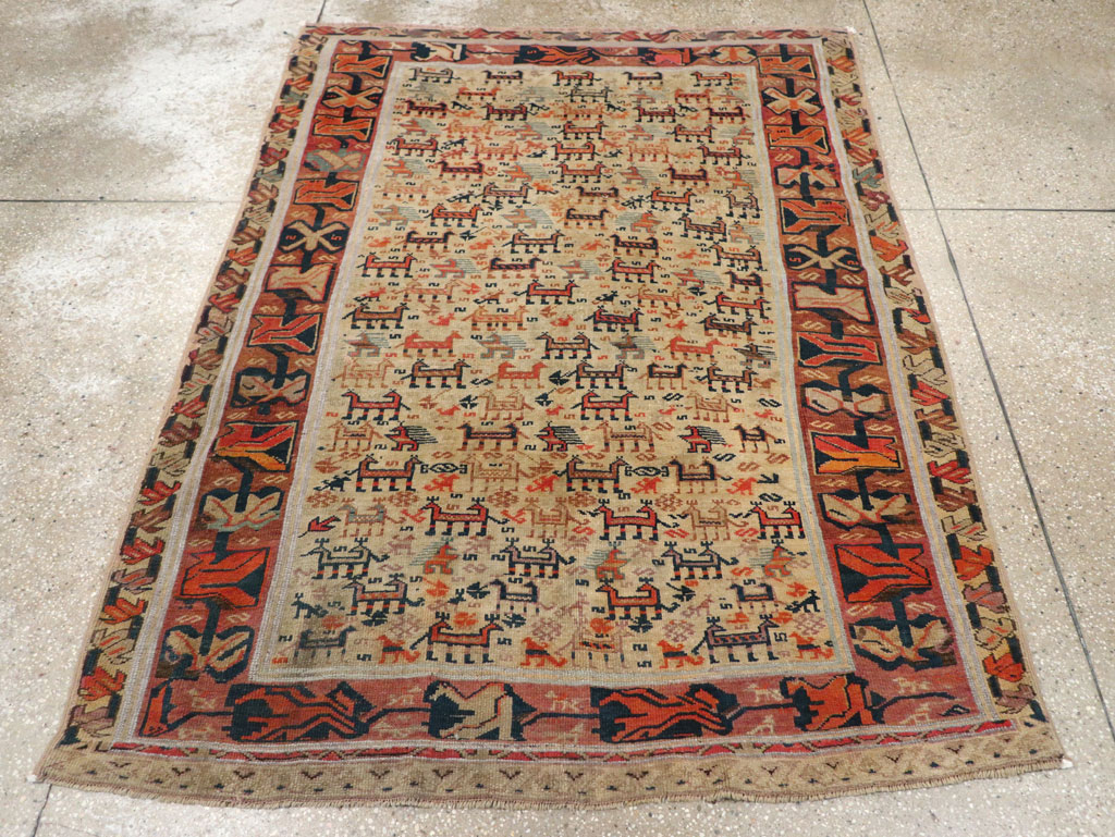 Antique Caucasian Shirvan Accent Rug, No.32512 - Gss