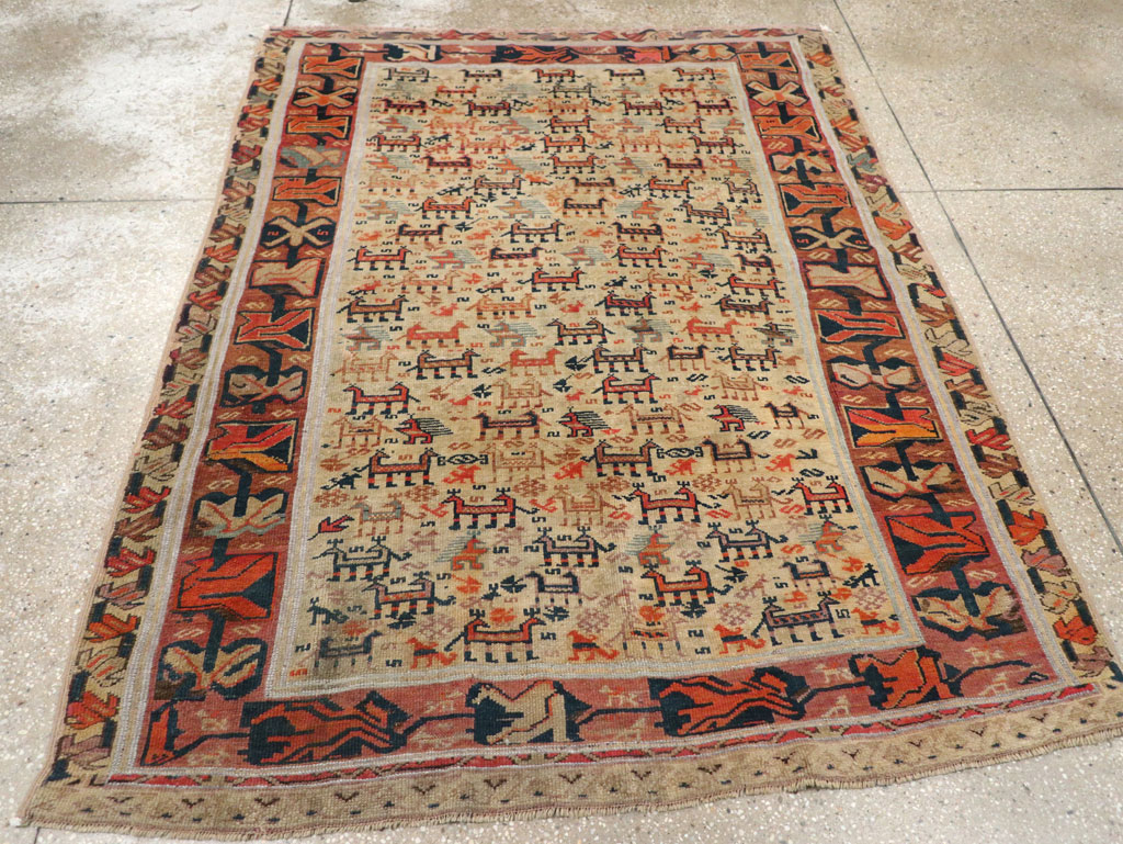 Antique Caucasian Shirvan Accent Rug, No.32512 - Gss