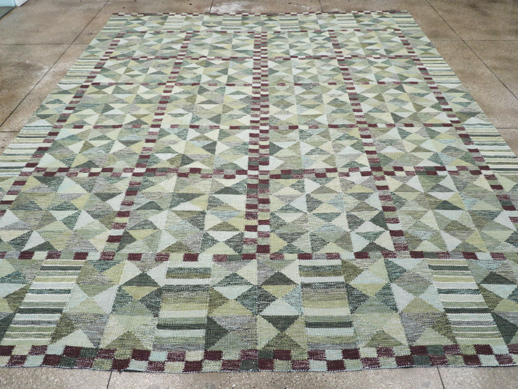 Swedish Inspired Contemporary Turkish Kilim Large Room Size Carpet, No.32521 - Gss